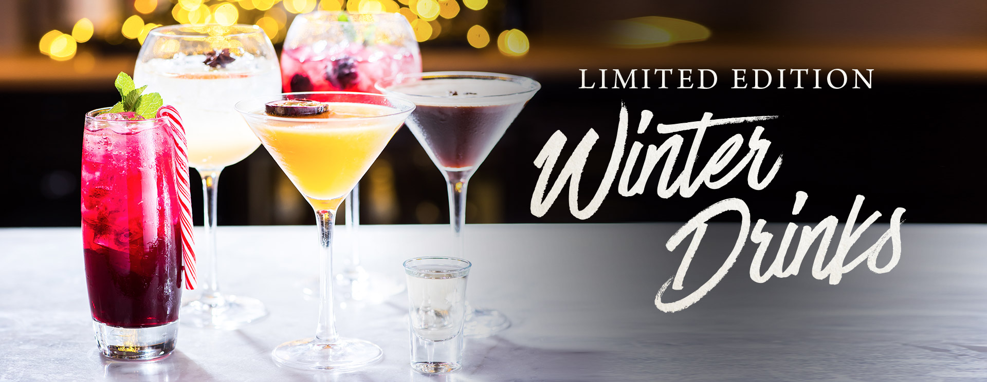 Winter cocktails and long drinks at The Old Bulls Head